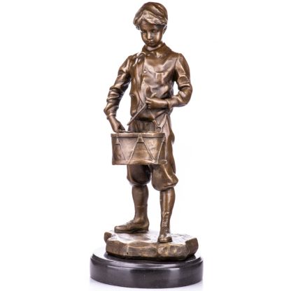 Bronze Figur Junge mit Trommel 37x17x15cm