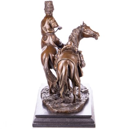 Bronze Figur Militär "Kosake mit Pferden Cossack Plunder" nach Lanceray 37x41x20cm – Bild 4