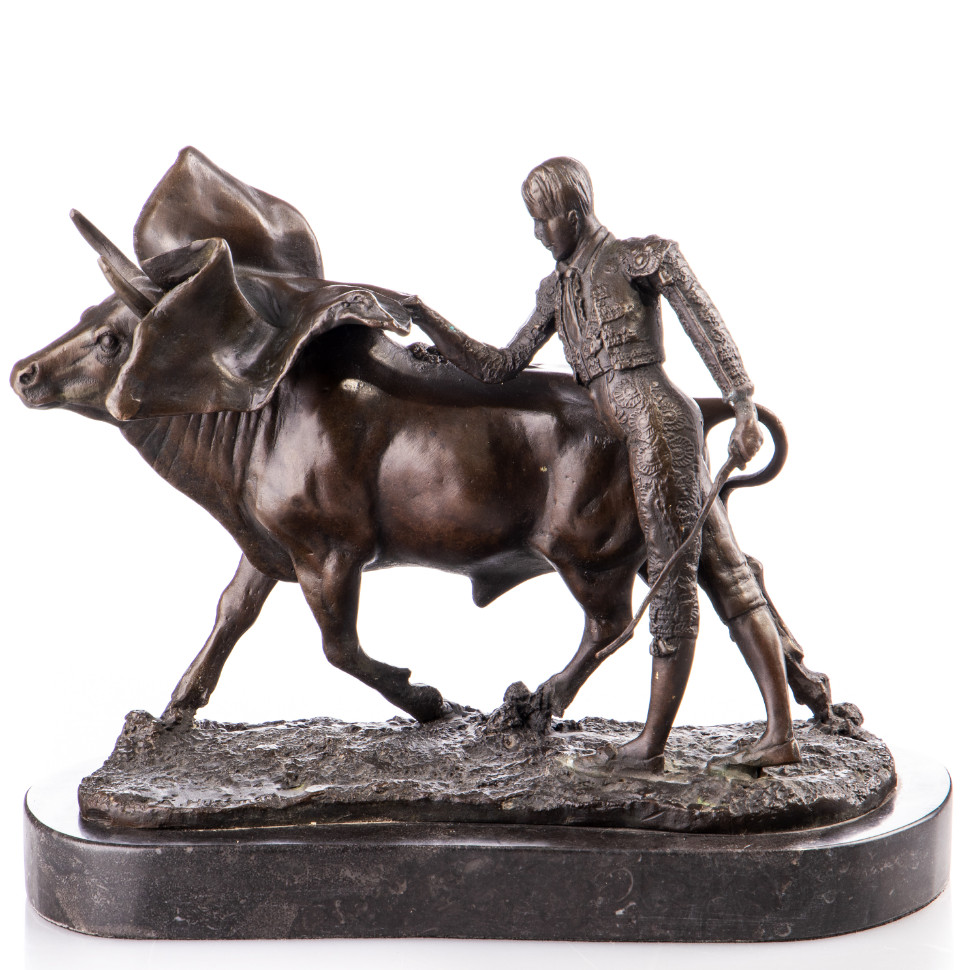 Bronze Figur Stierkämpfer mit Stier 23x27x13cm Bronze Figur Stierkämpfer mit Stier 23x27x13cm