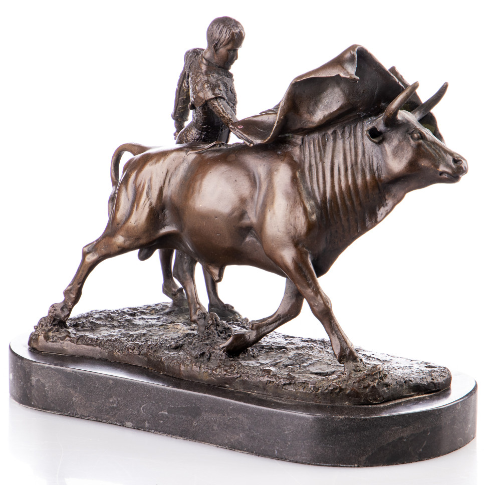 Bronze Figur Stierkämpfer mit Stier 23x27x13cm2 Bronze Figur Stierkämpfer mit Stier 23x27x13cm2