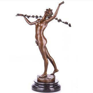 Bronze Figur Weiblicher Akt mit Weinrebe 53x34x18cm