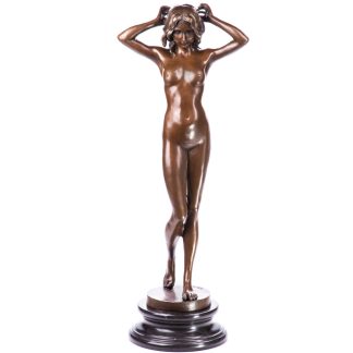 Bronze Figur Weiblicher Akt stehend 76x29x22cm