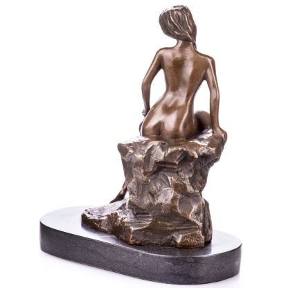 Erotische Bronze Figur "Frau auf Felsen" 27x24x15cm – Bild 3