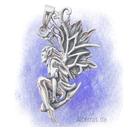 Fashion-Anhänger Baumelfe aus Zinn versilbert
