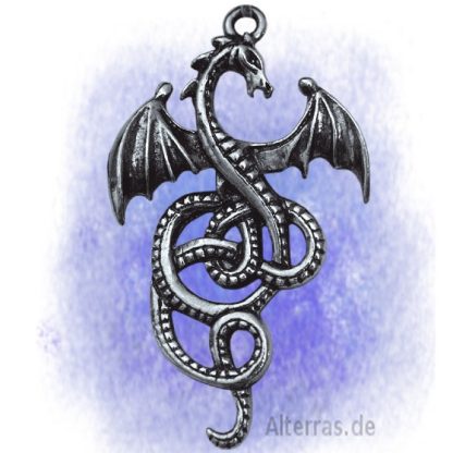 Fashion-Anhänger mit Kette Nidhogg Drache aus Zinn