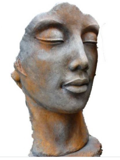 Gesicht "Frau" Steinguss Rosteffekt 115cm inkl. Montageplatte – Bild 3