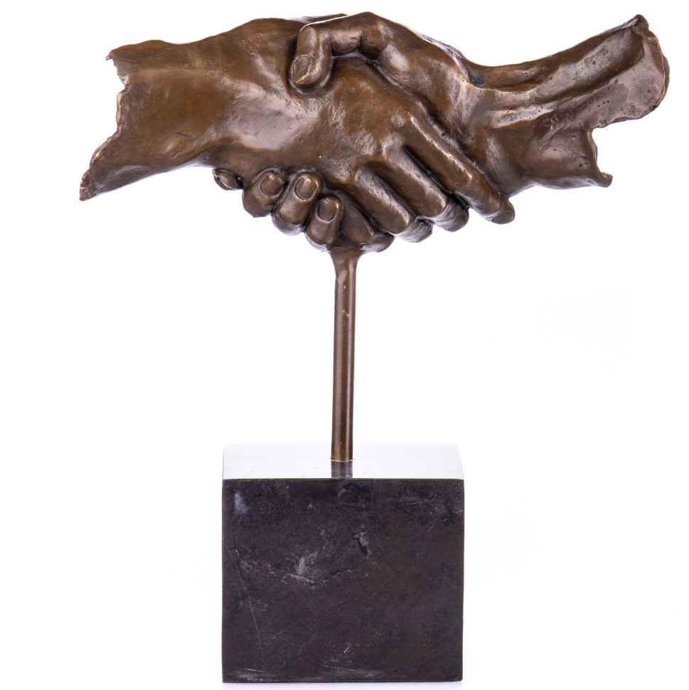 Moderne Bronze Figur Der Händedruck 36x32x10cm2 Moderne Bronze Figur Der Händedruck 36x32x10cm2