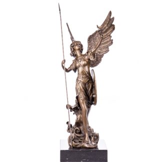 Mythologische Bronzefigur Erzengel Uriel mit Speer und Fackel 52x24x20cm