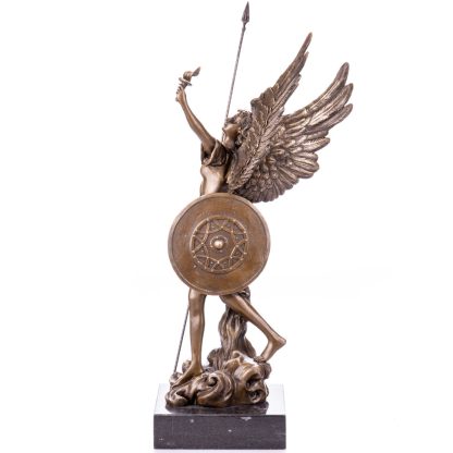 Mythologische Bronzefigur Erzengel Uriel mit Speer und Fackel 52x24x20cm2