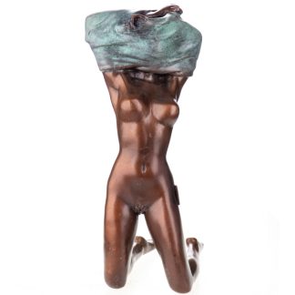 Erotische Bronzefigur Weiblicher Akt mit Grüner Patina 17x10x7cm