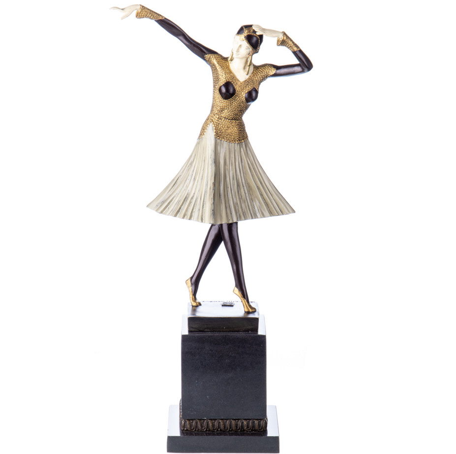 Farbige Art Deco Bronzefigur Tänzerin Miro nach D.H.Chiparus 43x20x15cm Farbige Art Deco Bronzefigur Tänzerin Miro nach D.H.Chiparus 43x20x15cm