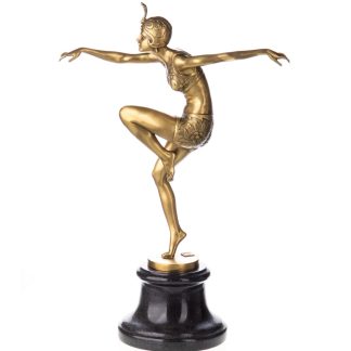 Farbige Art Deco Bronzefigur Tänzerin Con Brio nach F.Preiss 39x26x12cm