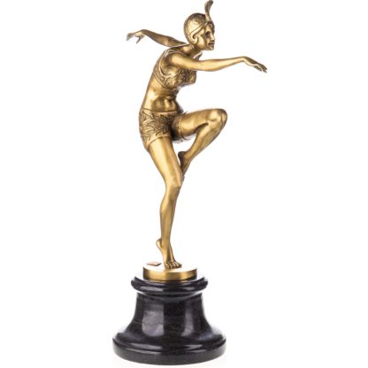 Farbige Art Deco Bronzefigur Tänzerin Con Brio nach F.Preiss 39x26x12cm2