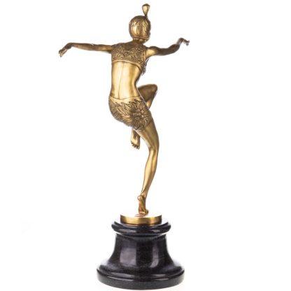Farbige Art Deco Bronzefigur Tänzerin "Con Brio" nach F.Preiss 39x26x12cm – Bild 3