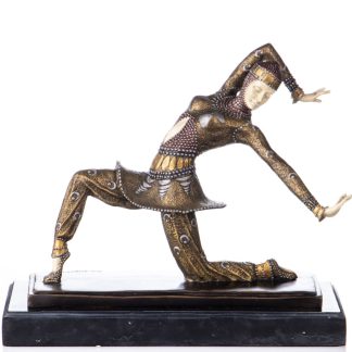 Farbige Art Deco Bronzefigur Tänzerin Kamorna nach D.H.Chiparus 28x32x12cm