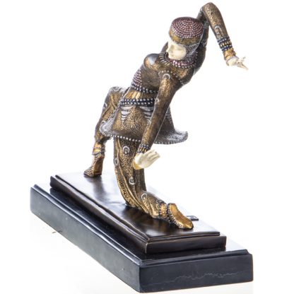 Farbige Art Deco Bronzefigur Tänzerin Kamorna nach D.H.Chiparus 28x32x12cm2
