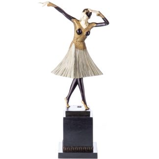 Farbige Art Deco Bronzefigur Tänzerin Miro nach D.H.Chiparus 43x20x15cm