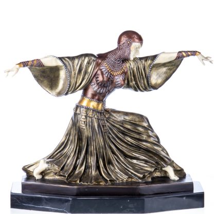 Farbige Art Deco Bronzefigur Tänzerin Thais nach D.H.Chiparus 34x45x17cm