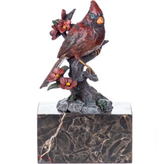 Farbige Bronzefigur Vogel auf Ast 23x13x7cm