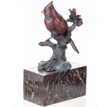 Farbige Bronzefigur Vogel auf Ast 23x13x7cm2