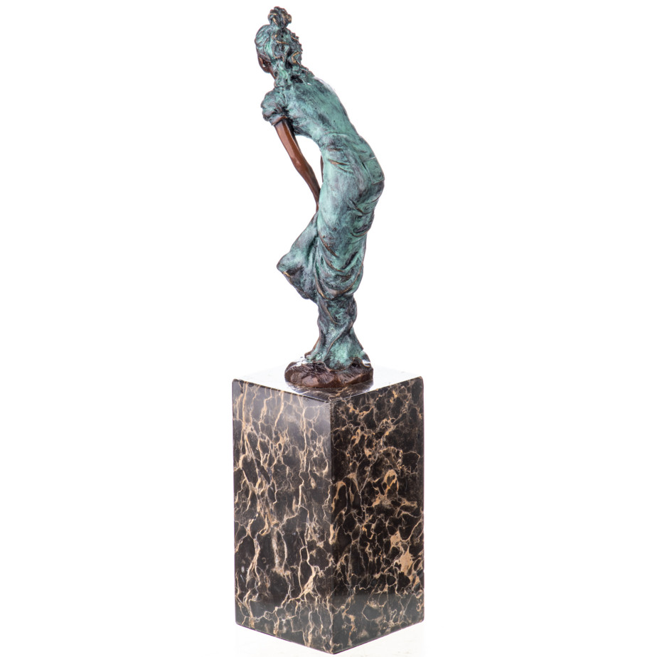 Grün Patinierte Bronzefigur Frau mit Rock 32x7x7cm3 Grün Patinierte Bronzefigur "Frau mit Rock" 32x7x7cm – Bild 3