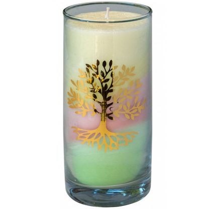 Kerze Dream Lebensbaum im Glas Stearin 14cm