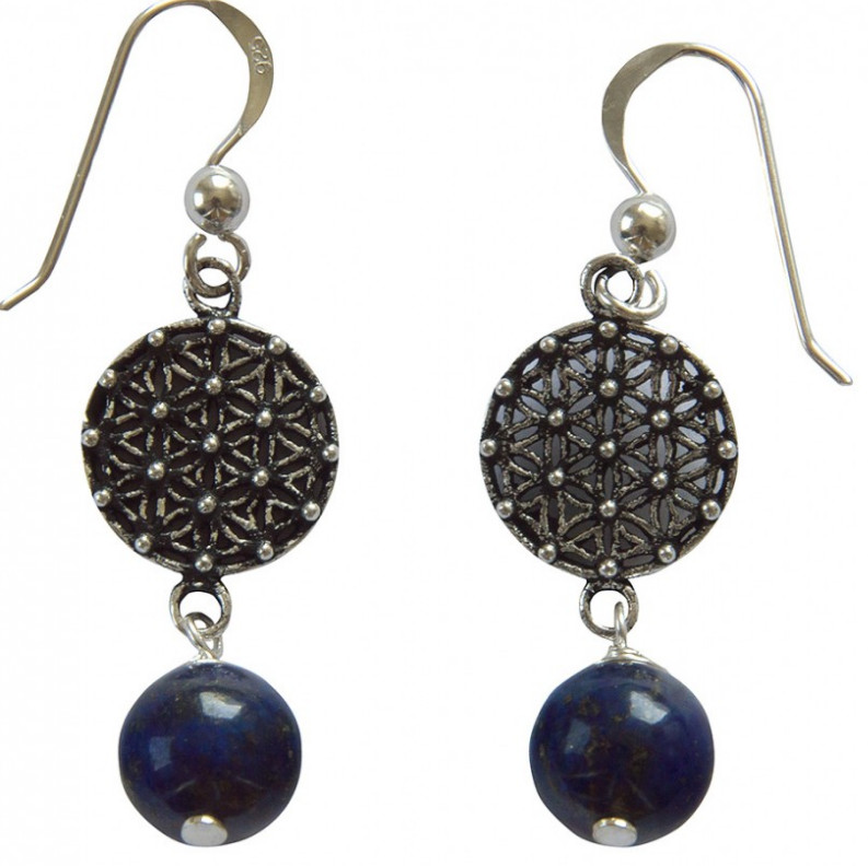 Ohranhänger Blume des Lebens (2) aus 925 Silber Ohranhänger Blume des Lebens (2) aus 925 Silber