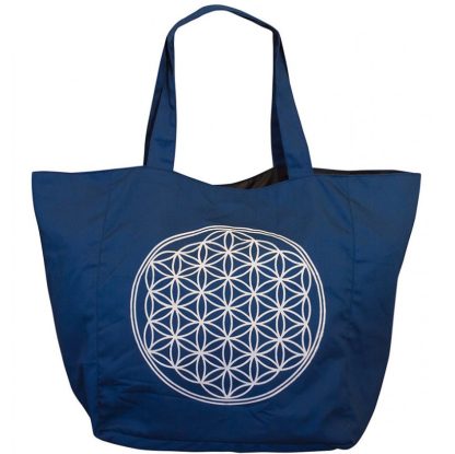 Tasche Blume des Lebens Baumwolle-Polyester blau 48x33cm