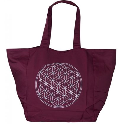 Tasche Blume des Lebens Baumwolle-Polyester maroon 48x33cm