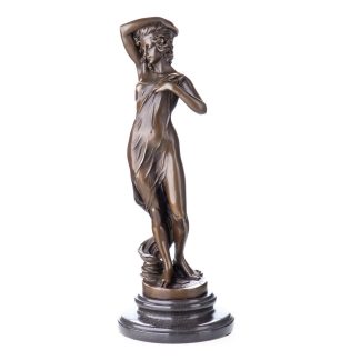 Erotische Bronzefigur Weiblicher Akt mit Tuch 35x13x13cm