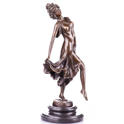 Bronze Figur Art Deco - "Frau mit Kleid" 35x15x15cm – Bild 3