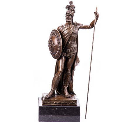 Bronze Figur Helden Römischer Krieger mit Speer und Schild 82x43x21cm