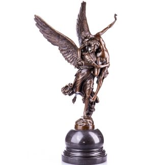 Mythologische Bronzefigur Engel mit Mann Gloria Victis nach Mercié 50x20x14cm