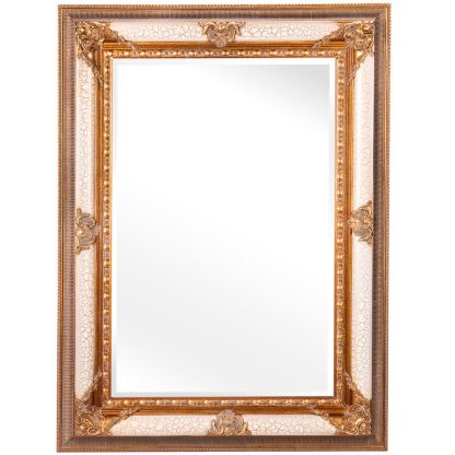 Barockspiegel mit Holzrahmen und Spiegel mit Facettenschliff 118x88x6cm