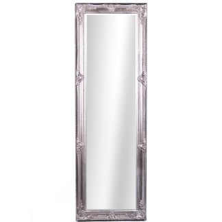 Barockspiegel mit Holzrahmen und Spiegel mit Facettenschliff silber 164x54x5cm