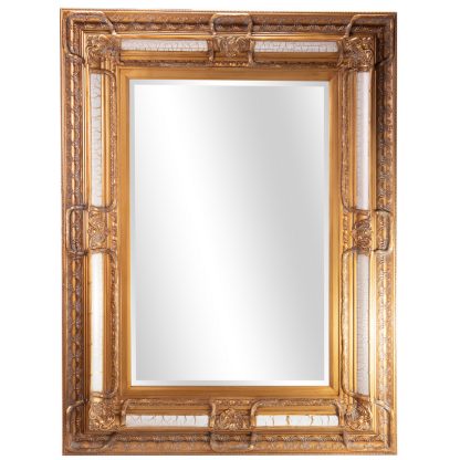 Barockspiegel mit Holzrahmen und Spiegel mit Facettenschliff 128x98x6cm