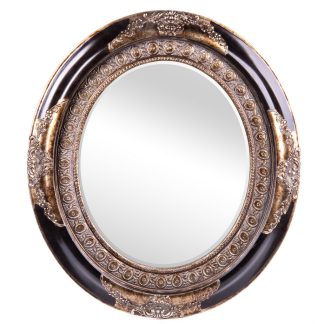 Barockspiegel mit Holzrahmen und Spiegel mit Facettenschliff oval 88x78x6cm
