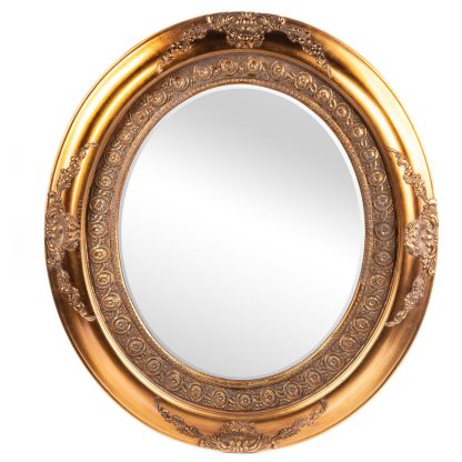 Barockspiegel mit Holzrahmen und Spiegel mit Facettenschliff oval gold 88x78x6cm