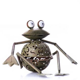 Gartendeko aus Metall - Teelichthalter Frosch sitzend 17x27x19cm