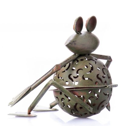 Gartendeko aus Metall - Teelichthalter Frosch sitzend 17x27x19cm2