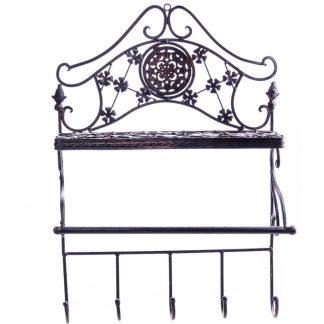 Gartendeko aus Metall - Wandhaken braun 58x40x15cm