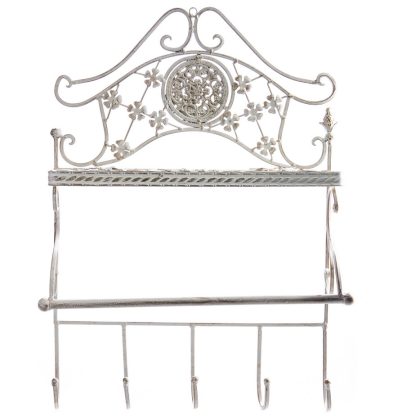 Gartendeko aus Metall - Wandhaken weiss 58x40x15cm