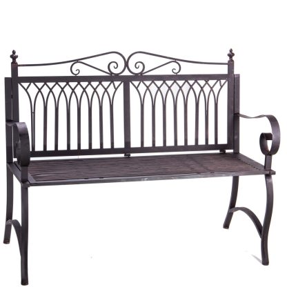Gartenmöbel aus Metall - Gartenbank braun 94x120x65cm