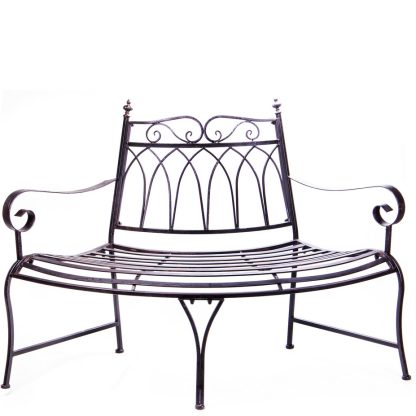 Gartenmöbel aus Metall - Gartenbank halbrund braun 94x140x70cm