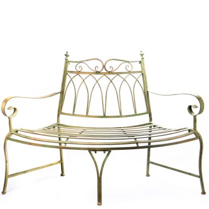 Gartenmöbel aus Metall - Gartenbank halbrund grün 94x140x70cm