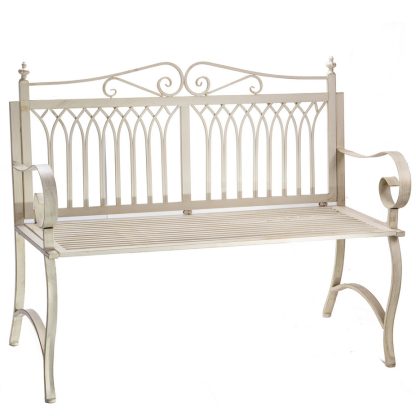 Gartenmöbel aus Metall - Gartenbank weiss 94x120x65cm