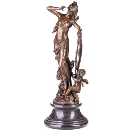 Bronze Figur Engel mit Harfe 56x33x20cm