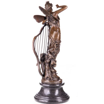 Bronze Figur Engel mit Harfe 56x33x20cm2