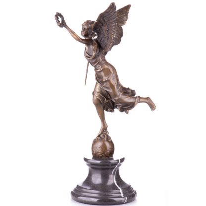 Bronzefigur Engel mit Trompete und Lorbeerkranz La Renomée nach L.E.Barrias 38x24x18cm2