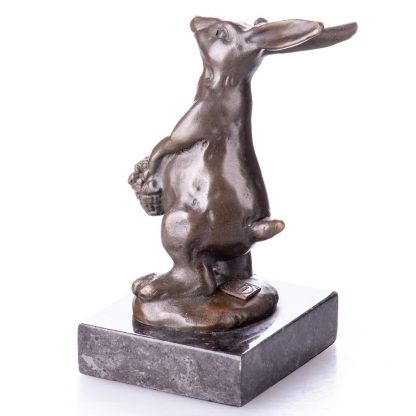 Bronzefigur "Osterhase mit Blumenkorb" 13x8x8cm – Bild 3